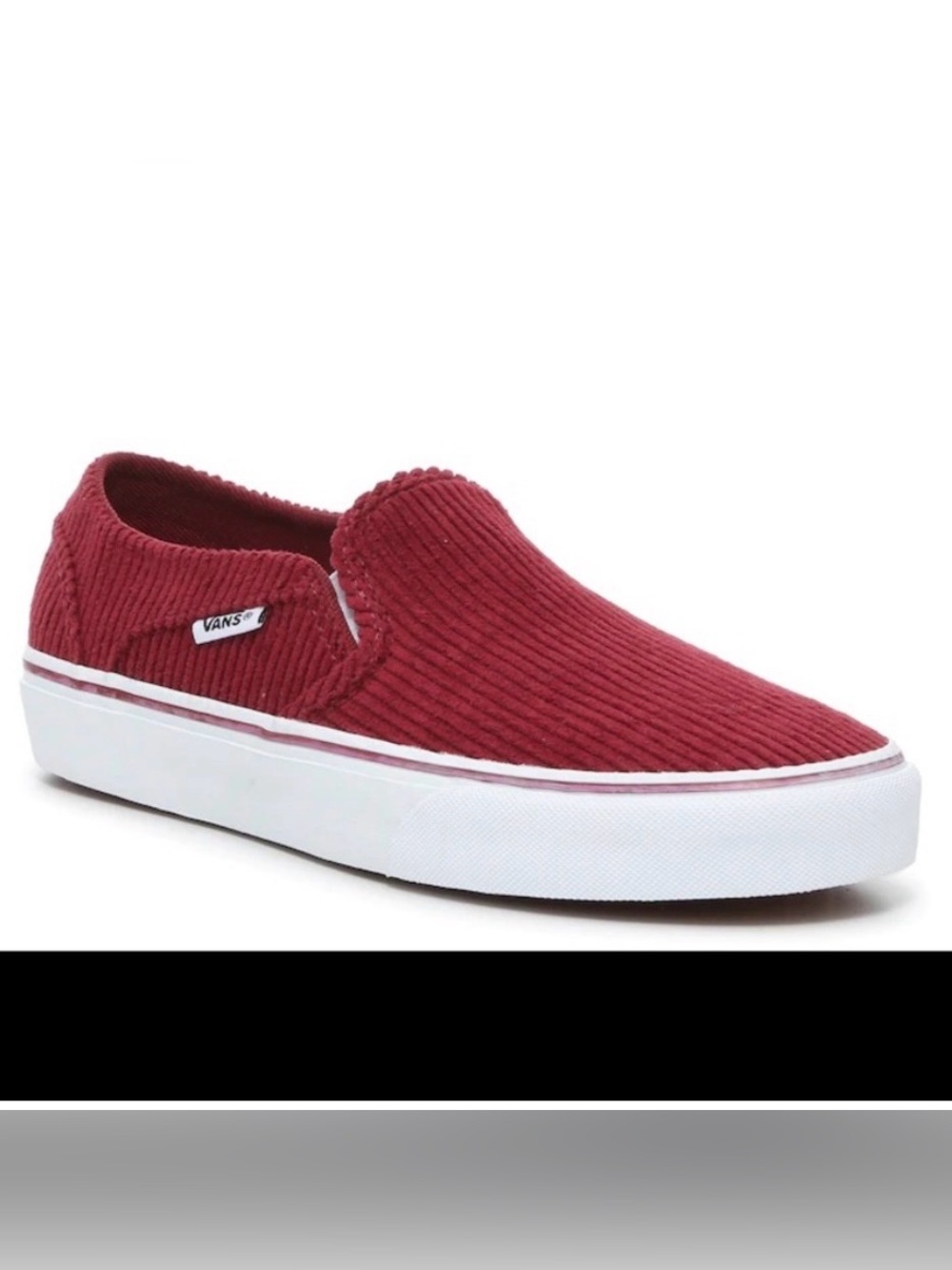 Vans Asher Deluxe Slip-On  Corduroy Burgundy Sneakers 9